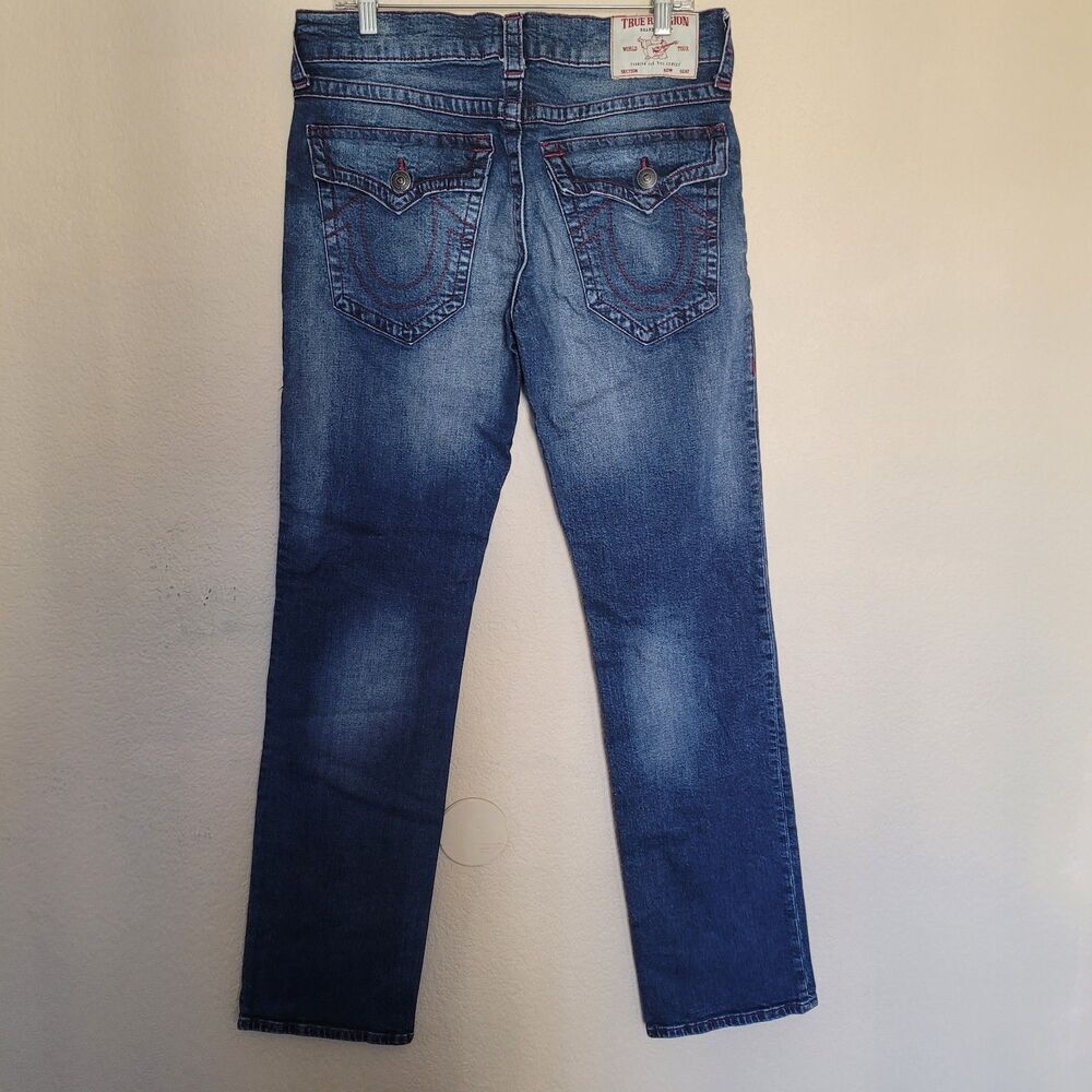 True Religion Ricky Flap Big T Relaxed Straight Mens Jeans 32W x 33L Dark Wash